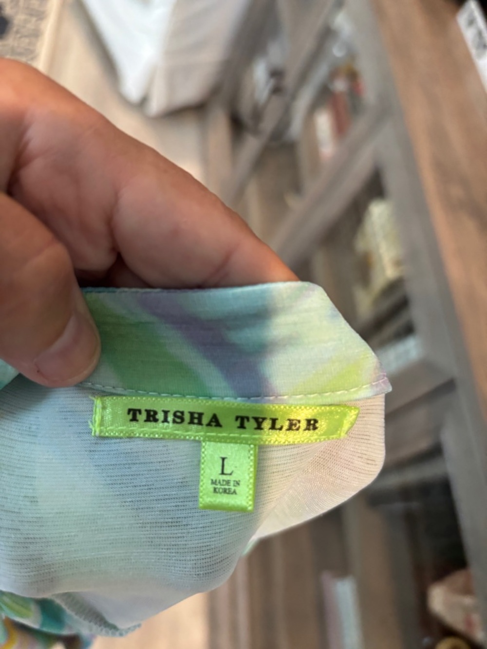 Trisha Tyler Women's Green Tie-Dye Blouse - L - Picture 4 of 5